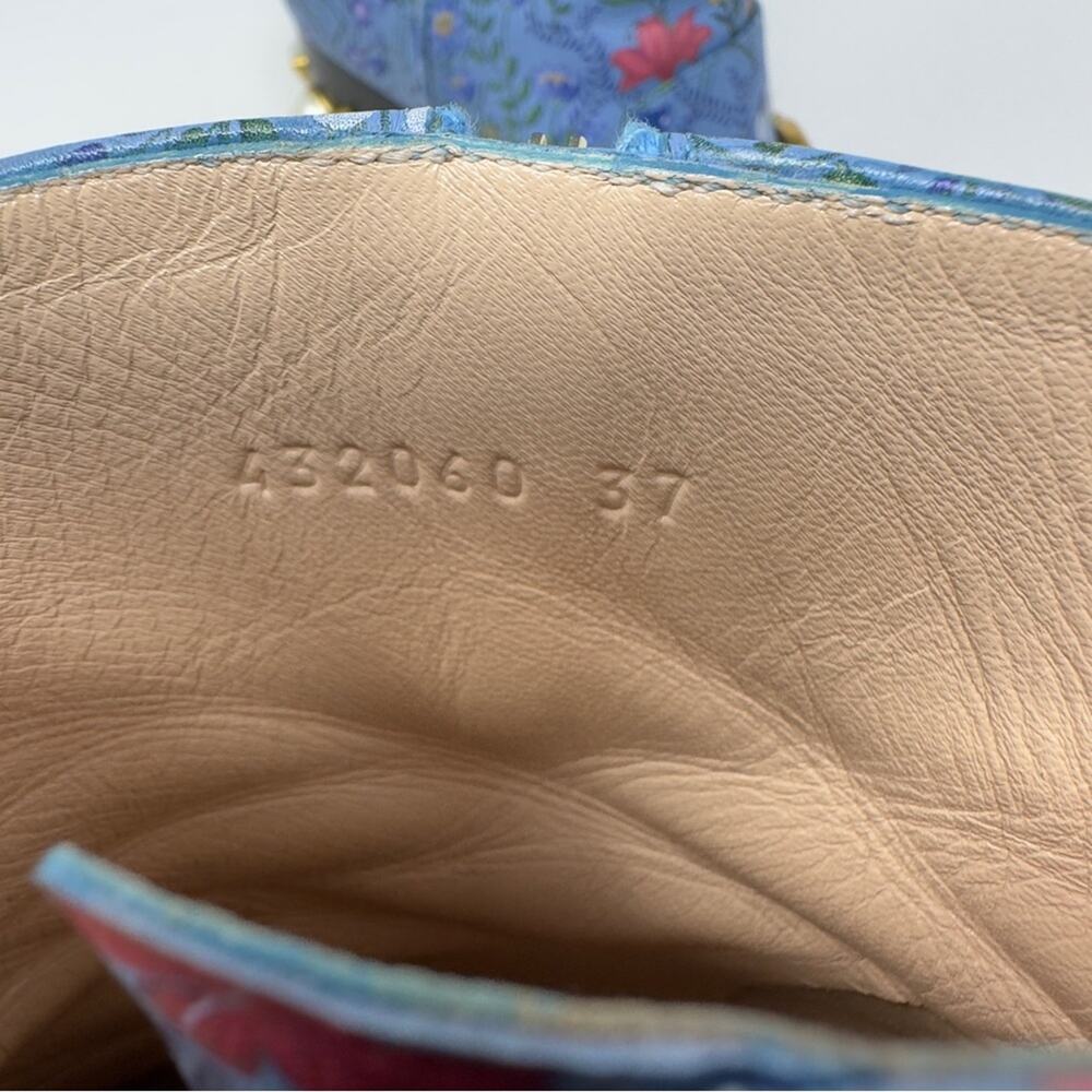 Gucci Peyton Flora Pearl GG Web Stripe Ankle Boots Womens Size EU 37 - Picture 12 of 14